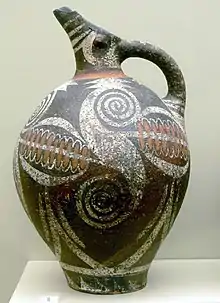 Kamares ware beaked jug; 1850-1675 BC; ceramic; height: 27 cm; from Phaistos (Crete, Greece); Heraklion Archaeological Museum (Greece)