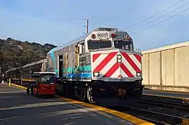 White and blue locomotive
