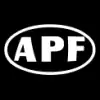 The letters "A P F" in upper case, contained within an oval