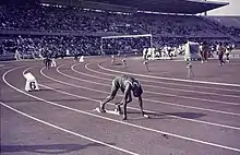 Pan African Games Lagos January 7-18, 1973. Runners in the starting position on courts