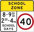 (R4-V105) 40 km/h Speed Limit School Zone (Used in Victoria)