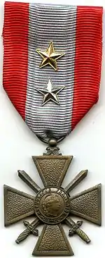 Croix de Guerre TOE with 5 palms