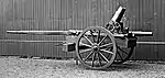 A 15 cm mortar with towing poles attached.