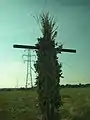 A lifesize modern pagan wicker man, in south east London, England