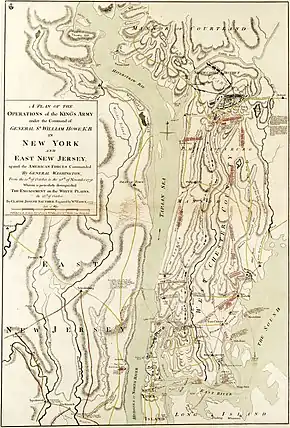 Military map showing troop movements before, during, and after the Battle of White Plains on October 28, 1776
