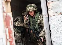 Ukrainian soldiers during the "Rapid Trident-2014" exercise, on September 23, 2014.