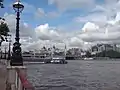 Dolphin lamp post on the Albert Embankment, on the south side of the Thames, between Hungerford Bridge and Waterloo Bridge