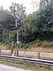 A caution signal at ME 130 at Beaconsfield Station