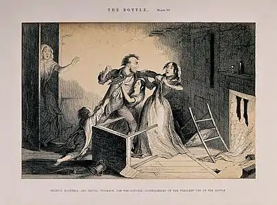 (6) Fearful quarrels and brutal violence are the natural consequences of the frequent use of the bottle.