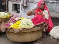 A flower seller in Pushkar, India