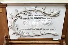 Memorial plaque to the Misses Parminter in the chapel