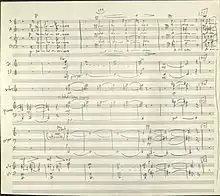 a page of music from the composer in 1983