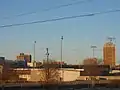 A skyline view of Enid, Oklahoma with Broadway Tower