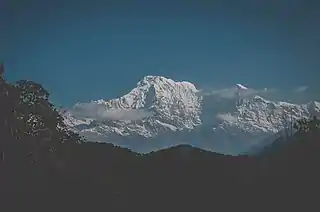 A view of Annapurna South and Hiunchuli (Australian base camp)