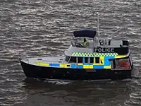 Police boat, Liverpool, England, October 2009