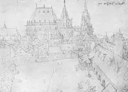 Aachen Cathedral 1520, depicted by Albrecht Dürer