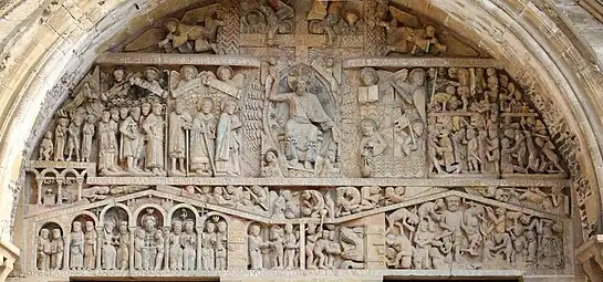 Romanesque - Last Judgement tympanum, Abbey Church of Sainte-Foy, Conques, France, early 12th century