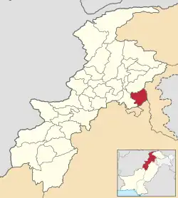 A map showing the location of Abbottabad District within Khyber Pakhtunkhwa Province