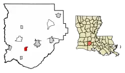 Location of Estherwood in Acadia Parish, Louisiana.