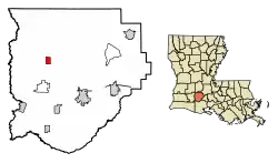 Location of Iota in Acadia Parish, Louisiana.