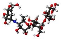 Ball-and-stick model of the acarbose molecule