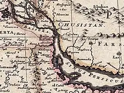 17th-century map zoomed in on the Persian Gulf area]