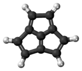 Ball-and-stick model of the acepentalene molecule