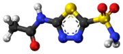 Ball-and-stick model of the acetazolamide molecule