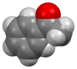 Space-filling model of the acetophenone molecule