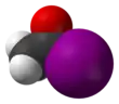Spacefill model of acetyl iodide