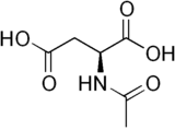 Stereo, skeletal formula of N-acetylaspartic acid (S)