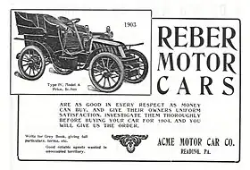 1903 Reber Type IV advertisement