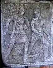 Tropaeum Traiani depicting a falx/romphaia in battle