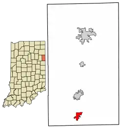Location of Geneva in Adams County, Indiana.