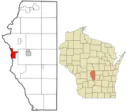 Location in Adams County and the state of Wisconsin