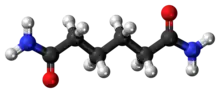 Ball-and-stick model of the adipamide molecule