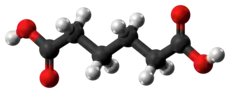 Ball-and-stick model of the adipic acid molecule