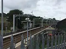 Adlington railway station electrification gantries