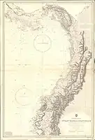 Chart of the Pacific coast from Panama to Ecuador, surveyed by Kellet and Wood. This 1958 edition is based mainly on the original survey.