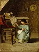 A Girl Sewing, 1869