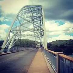 Adomi Bridge crossing the Volta River in Atimpoku, Eastern Region, Ghana