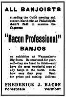 Advertisement, Bacon Professional Banjos, Cadenza Magazine, March 1907, p. 56