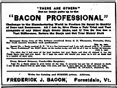 Advertisement, Bacon profession Bacon, Cadenza magazine, July 1907, p52