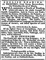 1784, February 21. Advertisement for a Course of Reading.