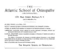 Advertisement for the Atlantic School of Osteopathy from The Journal of the American Osteopathic Association, Volume 4 (1905)