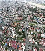 Aerial View of Preah Norodom Blvd and Independence Monument, Viewed From South to North Side