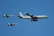 Spanish KC-135 refuels two F-18s
