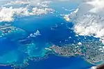 Aerial view of Ishigaki island, Taketomi and Kohama island, 2014