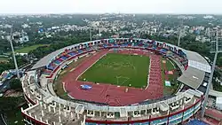 Aerial view of a stadium.