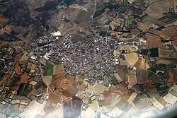 Aerial view of the town of Mandas